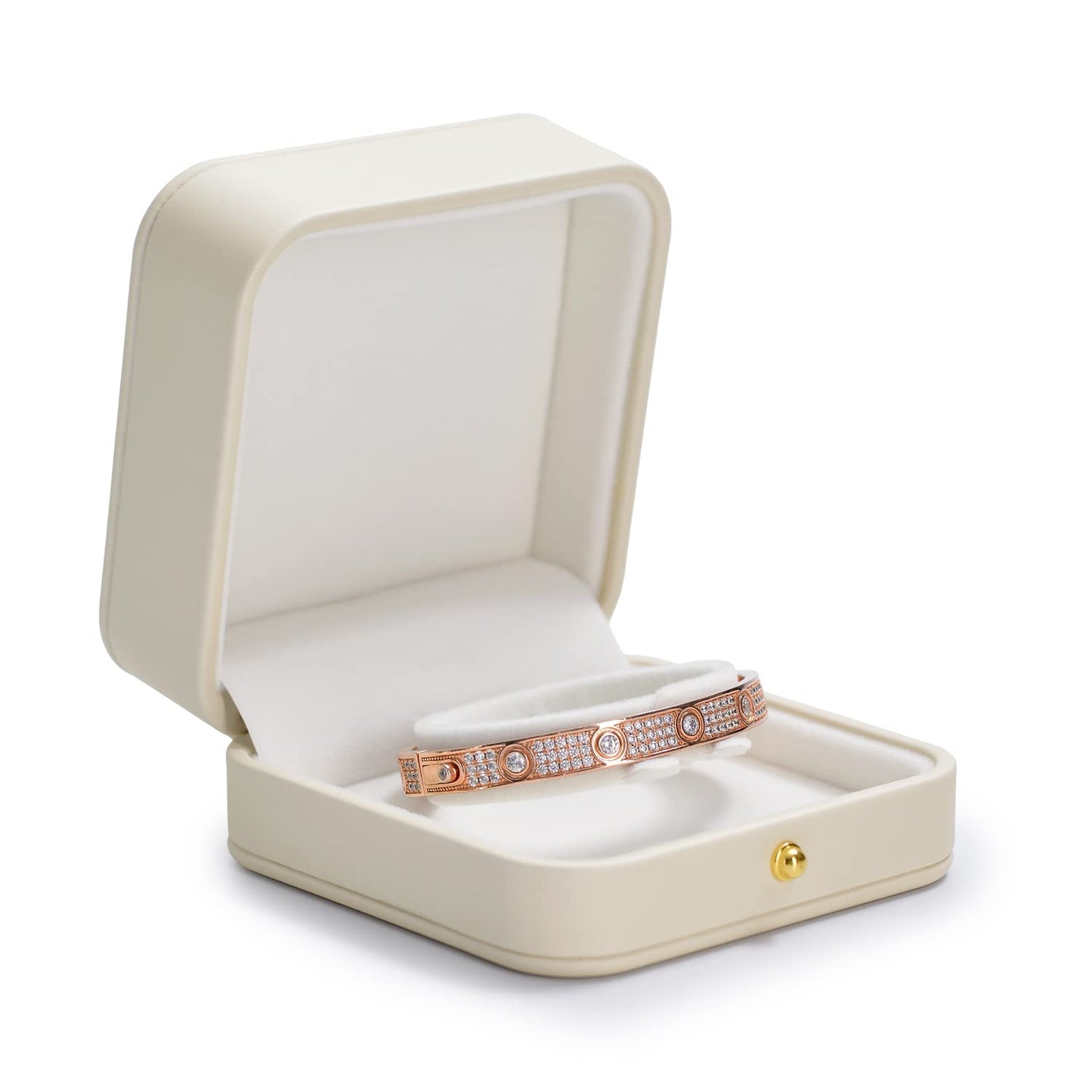 Oirlv Gorgeous Bracelet Gift Box Leather Bangle Box for Jewelry Gift White Velvet Interior Bangle Bracelet Storage(White)