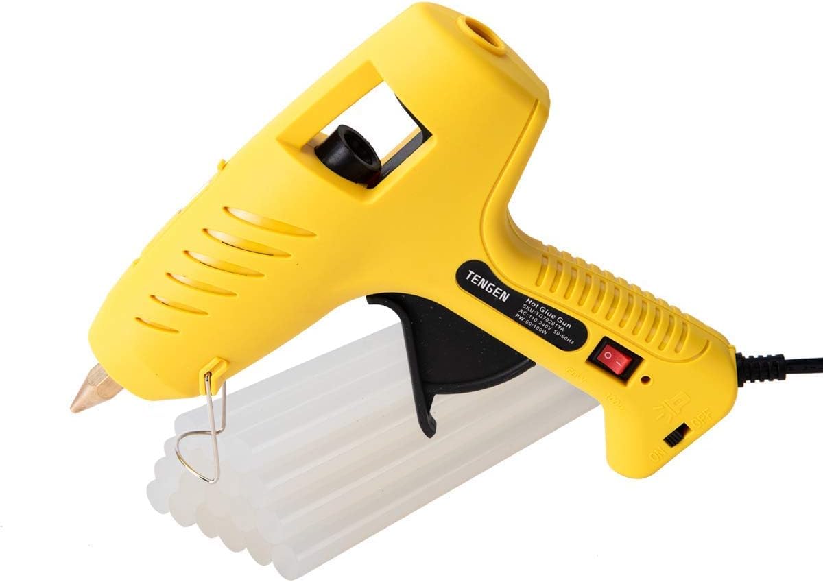 TENGEN Hot Glue Gun with LED Lights and 18 pcs Glue Sticks, Heave Duty High Temp Melting Glue Gun for DIY, Arts & Crafts Use