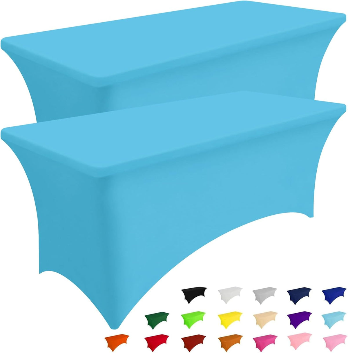 Smiry 2 Pack Spandex Table Cloth 4FT, Elastic Fitted Stretch Tablecloths for Rectangle Tables, Washable Table Cover for Outdoor, Wedding, Banquet & Parties (Blue Mist, 48Lx30Wx30H Inch)