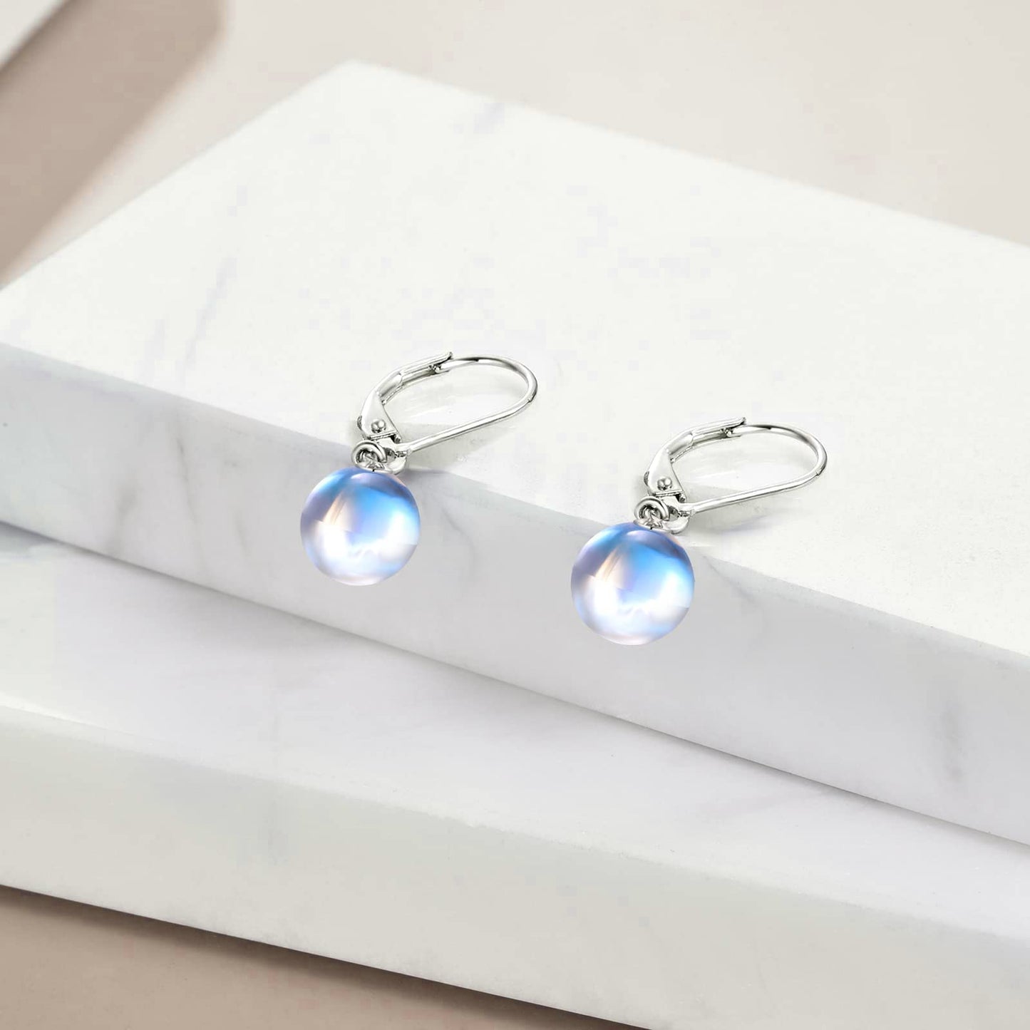 925 Sterling Silver Moonstone Leverback Earrings Dangle Drop Jewelry Gifts for Women (Moonstone)