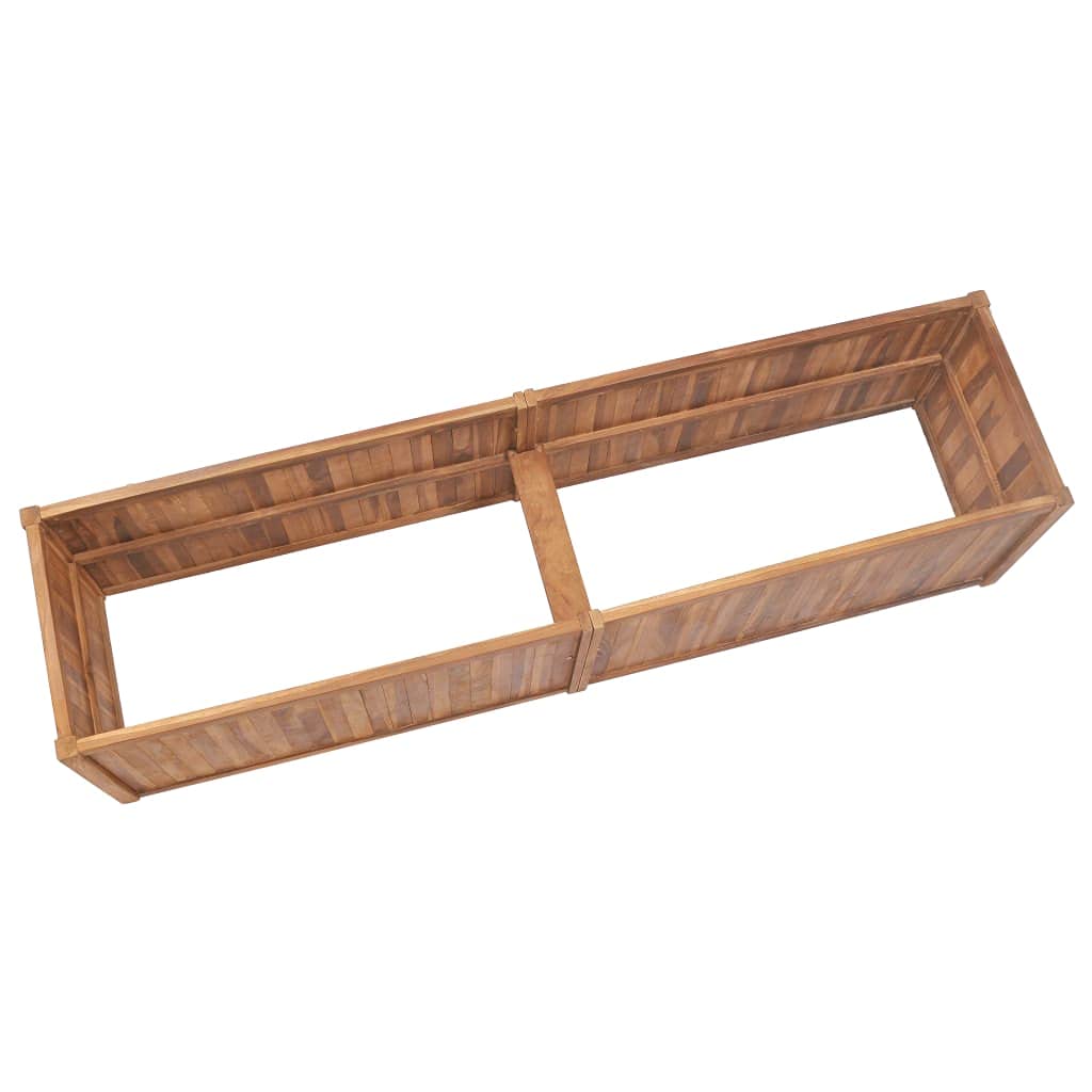 Teravane Large Outdoor Raised Bed Planter with Natural Teak Finish, Solid Wood Garden Flower Pots, Weatherproof Design for Vegetables and Succulents