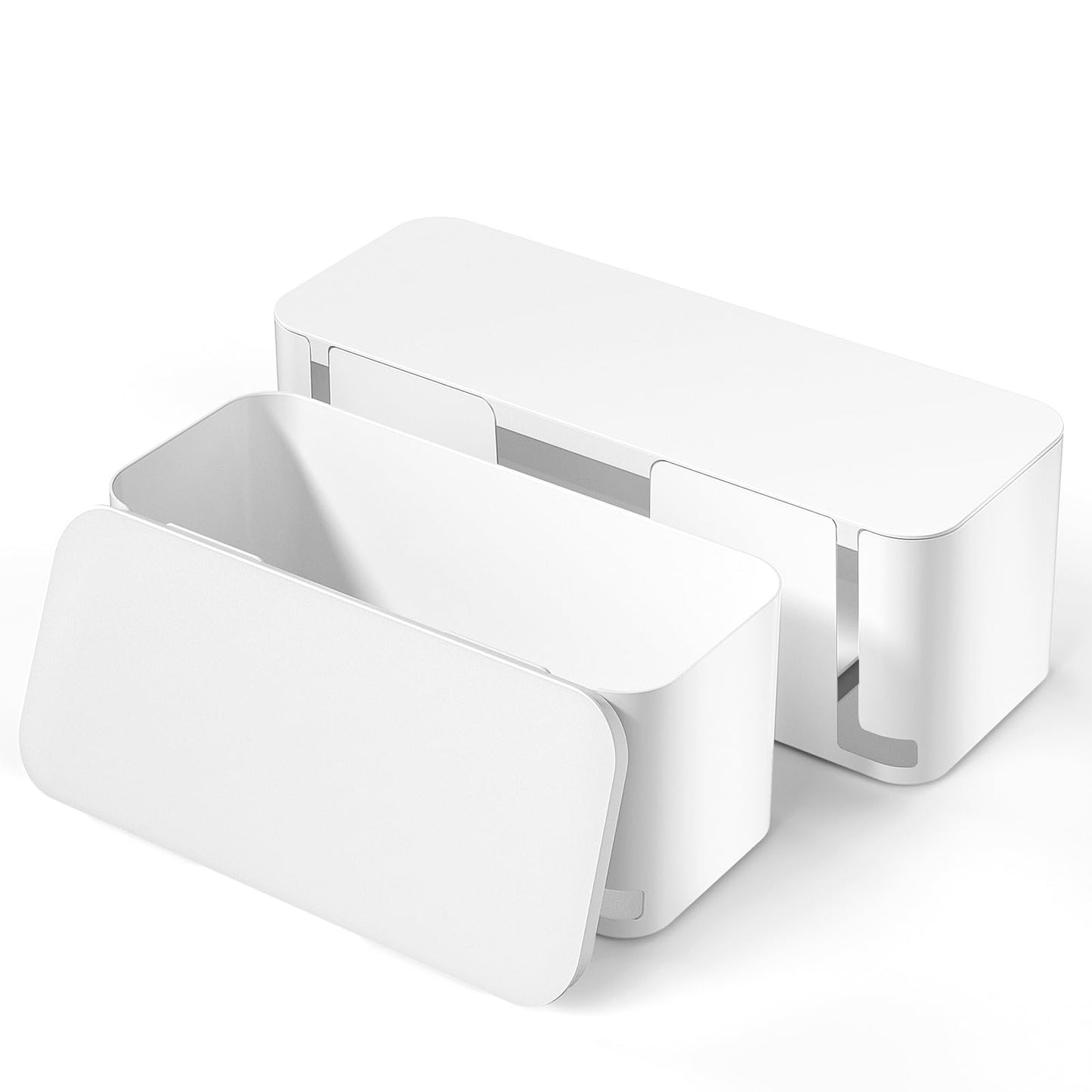 YECAYE 2 Pack Cable Management Box, Pet Friendly Cable Box Organizer for Home & Office, Child-Proof Floor Cord Cover, Cord Management and Cord Hider, White