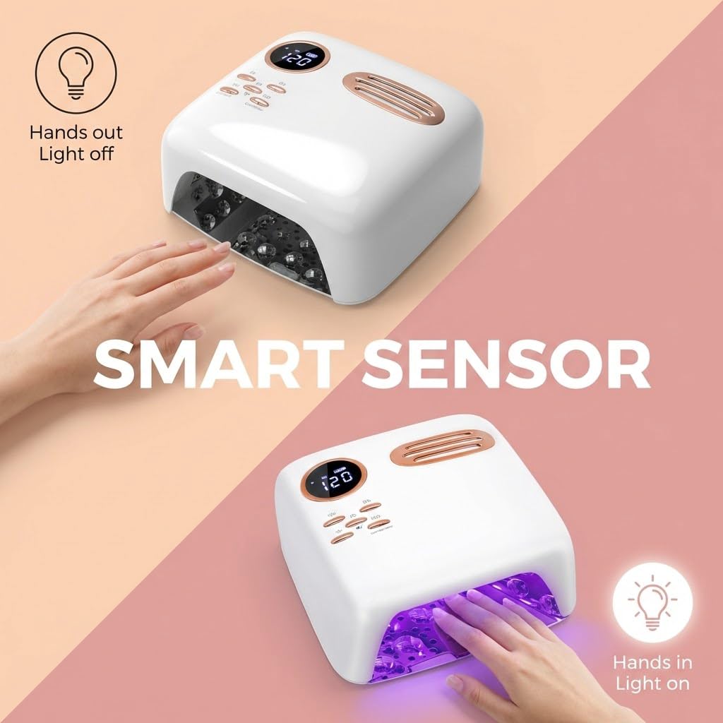 Cordless UV LED Nail Lamp - 72W Rechargeable Gel Nail Dryer with Patented Replaceable Light Board - Extra Spare Panel Included - Professional Wireless Curing Lamp for All Gels & Salon (White)
