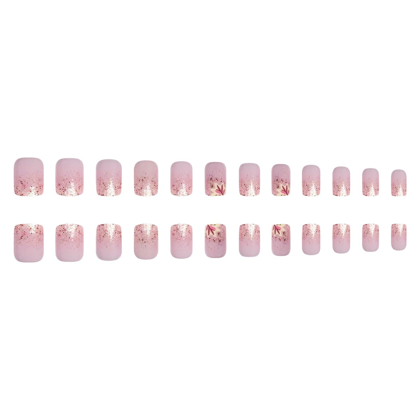 Thanksgiving Press on Short Nails Square Shaped Acrylic Glossy Full Cover Square Fall False Nails with Maple Leaf Designs Artificial Autumn Leaves Glue ons Square Fake Nails for Women Girls(YS06)