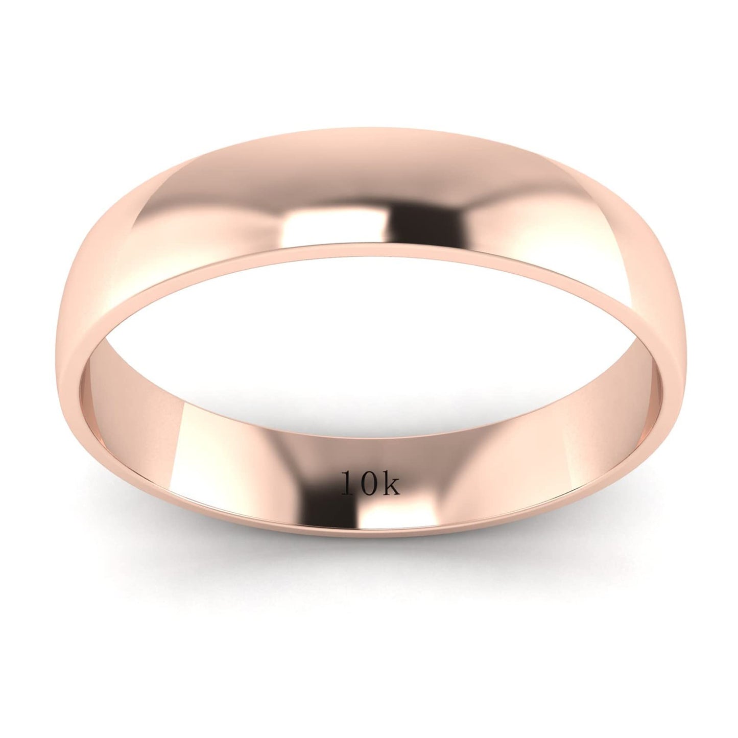 LANDA JEWEL Unisex Solid 10k Rose Gold 4mm Comfortable Traditional Highly Polished Wedding Ring Plain Band (11