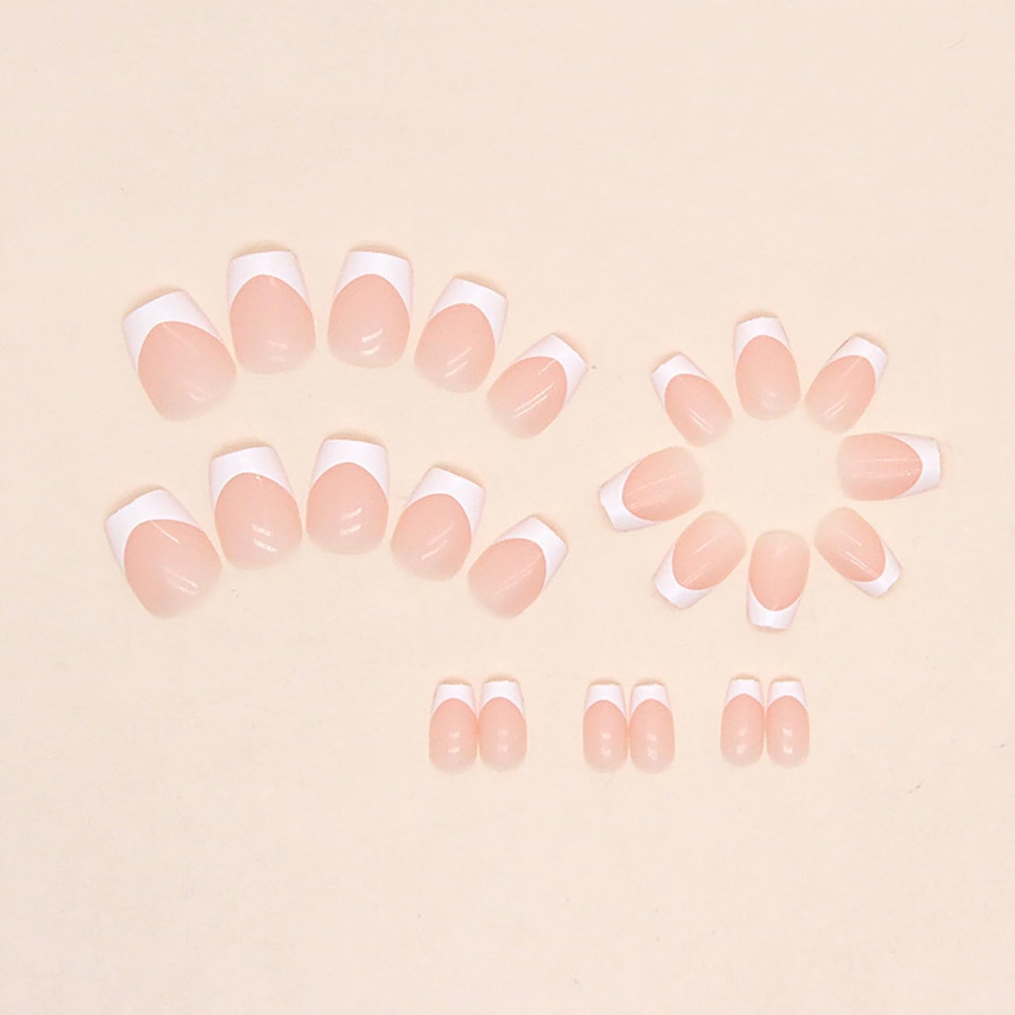 MABKJLF Extra Short Square French Tip Fake Nails White Full Cover Glue on False Cute Acrylic Press on Handmade Stick on Artificial Nails for Women Girls 24Pcs