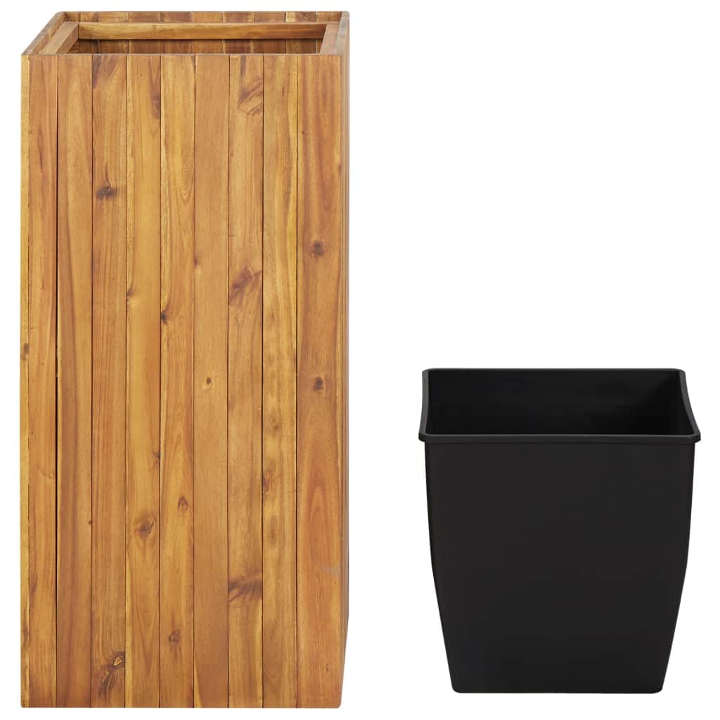 QUAHEAS Large Garden Planter Square Acacia Wood Brown Sturdy Decorative Pots Plants Outdoor, Raised Bed for Herbs, Flowers - 35.4 in Tall