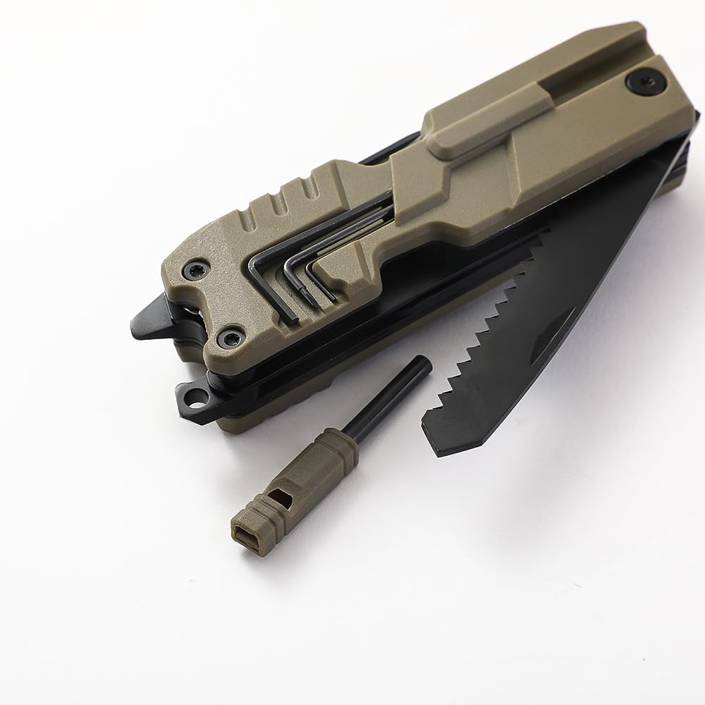LETGOS Multi Pocket Knife, 22 in 1,Survival Gear EDC Tools with Nylon Sheath, Emergency, Camping, Hiking, Hunting, Gift for Men Women (Desert Gray)