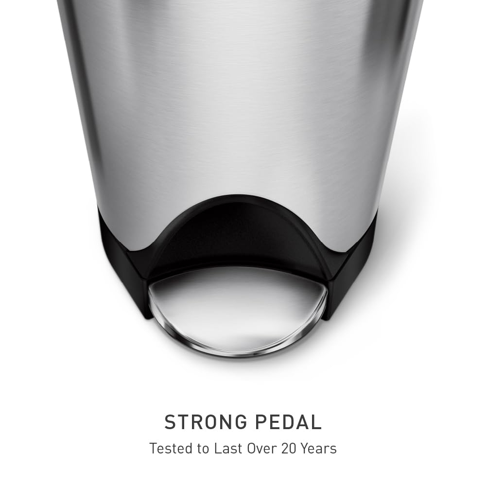 simplehuman 30 Liter / 8 Gallon Butterfly Lid Kitchen Step Trash Can, Brushed Stainless Steel