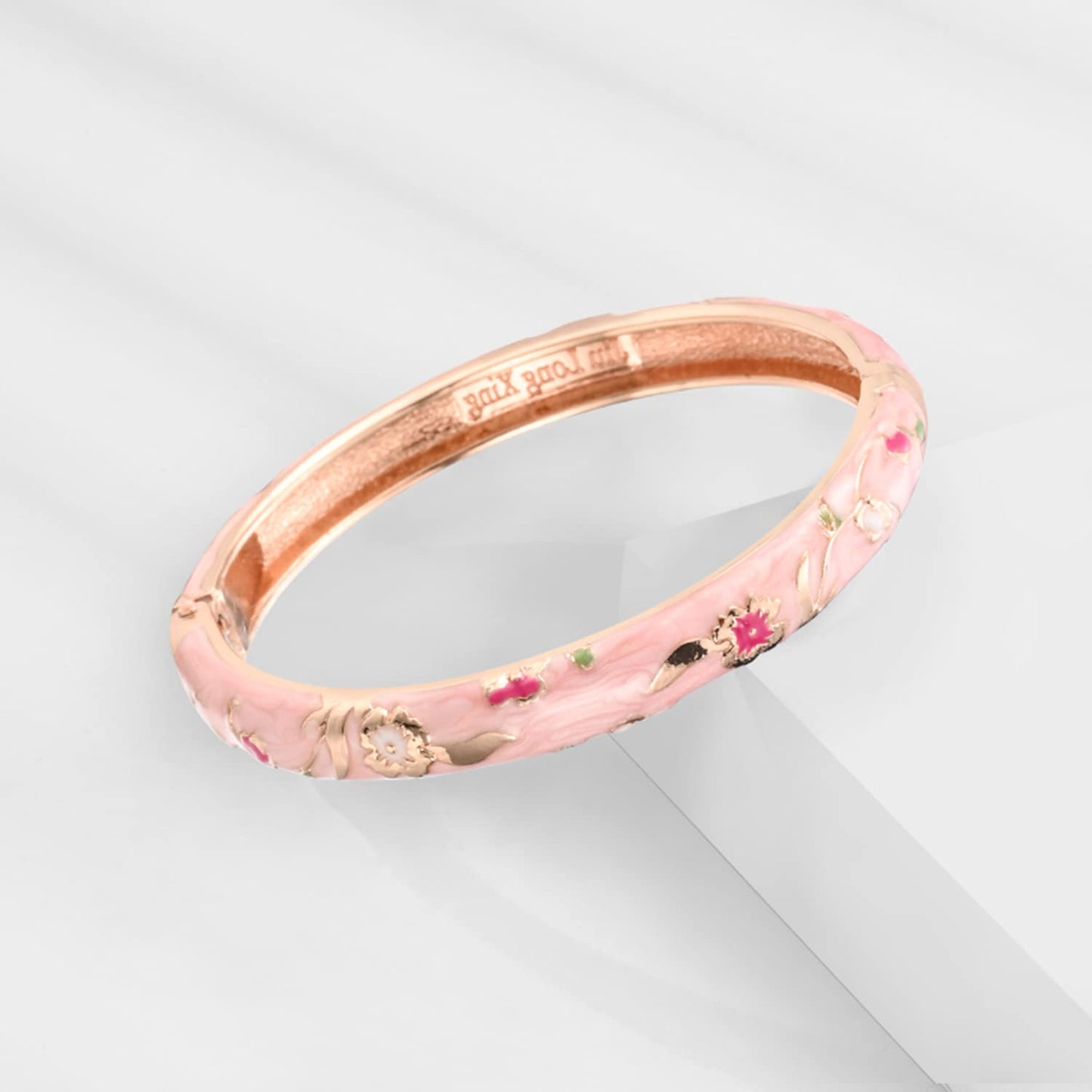 UJOY Designer Indian Style Cloisonne Bracelets 2.4'' Openable Cuff Enameled Bangles Set Jewelry Gift for Women Packed in Box 55A111-55B31 Pink