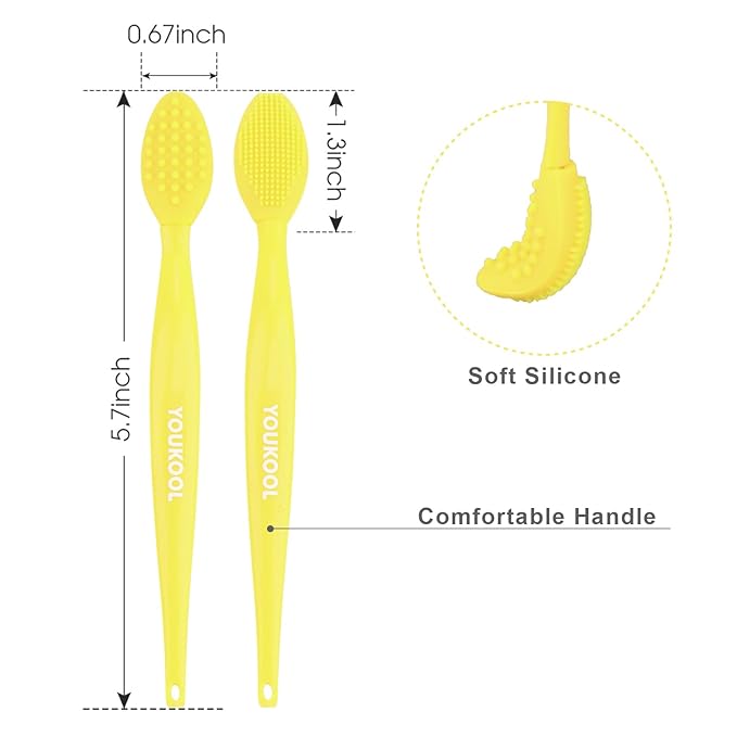 Lip Scrub Brush,Double-Sided Silicone Exfoliating Lip Brush Tool for Smoother and Fuller Lip Appearance,Yellow,2pcs