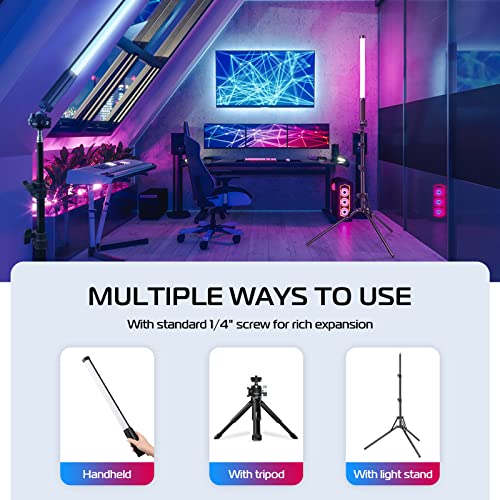 ULANZI VL119 Handheld Light Wand, 360° RGB LED Video Light Stick for Photography, 3300mAh Rechargeable Tube Light for Video Shooting, 2500-9000K Dimmable Camera Light with LCD - size: 1 pcs-Large