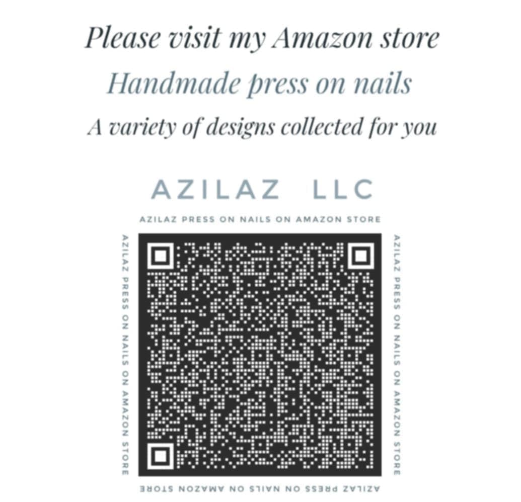 Azilaz Press On Nails, White and Blue Snowflake Design, Medium Stiletto Shape, 10-Piece Set,Handmade Christmas Collection,(Extra Small)