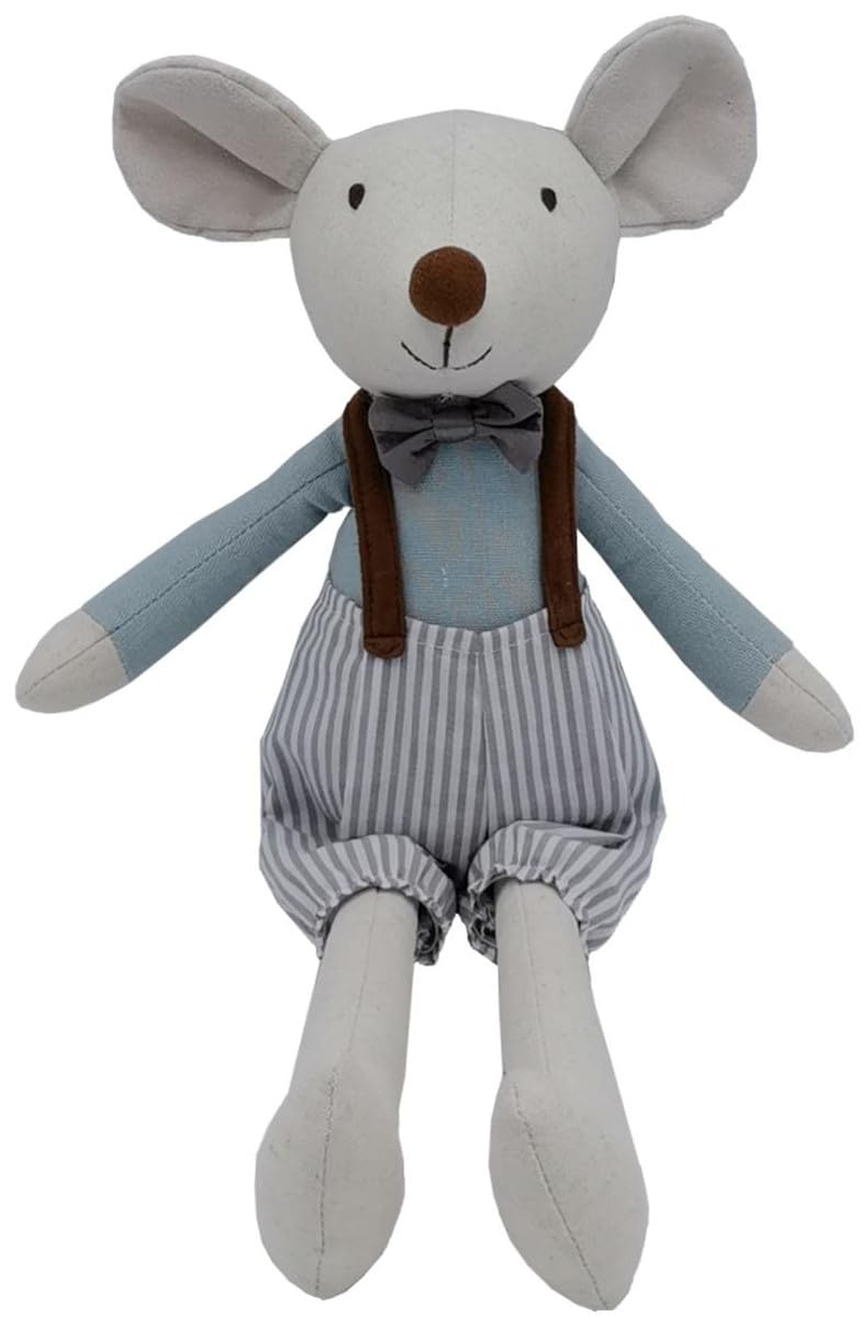 Mikee Fluffie Prince Mouse Stuffed Animals,15.7" Tall Rat Plushies with Backpack Pants,Cute Stuffed Animal for Girls As Birthday, Easter