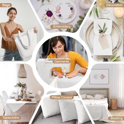 PEASUG 100% Cotton Muslin Fabric,59 inch x 2 Yards Bleached Muslin Fabric by The Yard, Medium Weight Draping Fabrics Suitable for Sewing Embroidery, Garments, Crafts Material-White - color: Bleached, size: 2 Yards