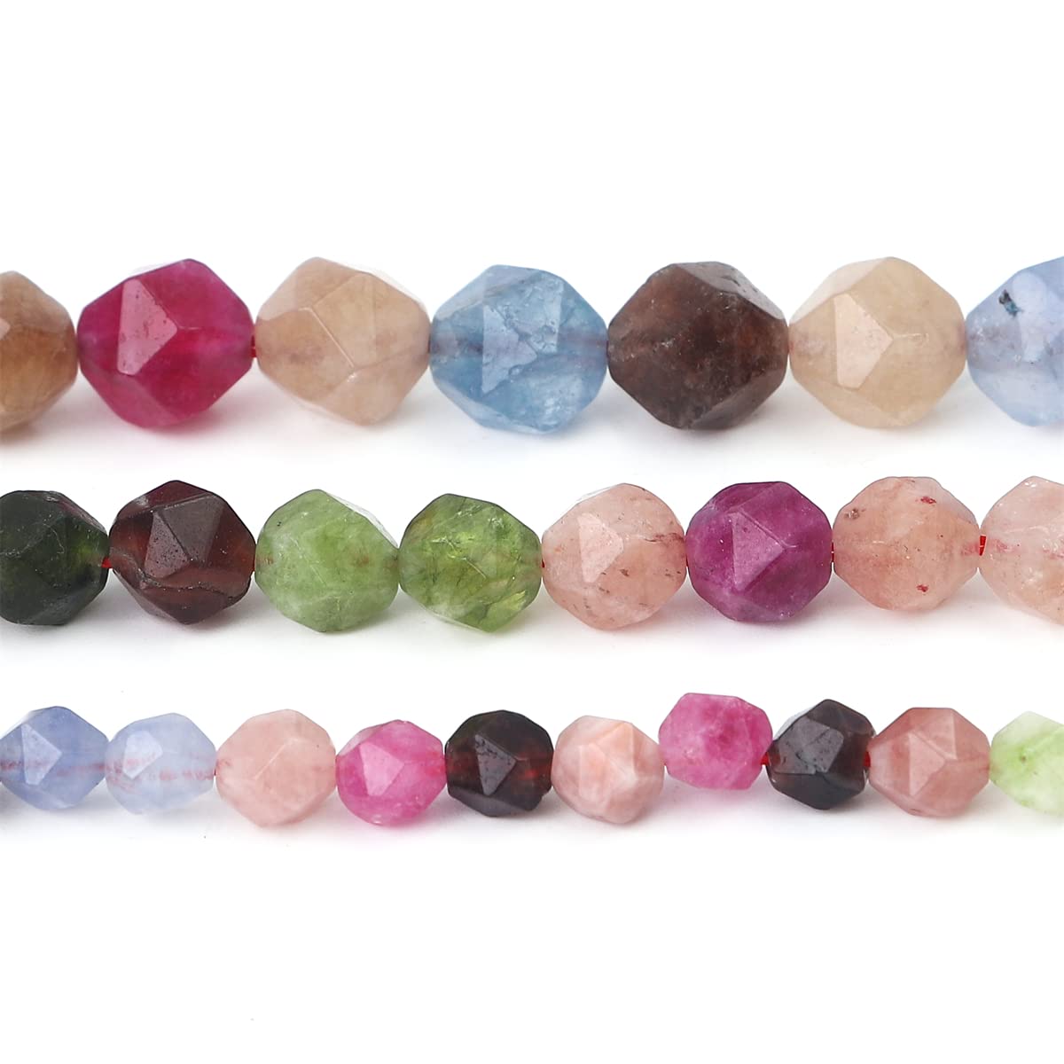 BEADIA Faceted Natural Tourmaline Agate Stone Round Beads 10mm 36cm/Strand for Jewelry Making