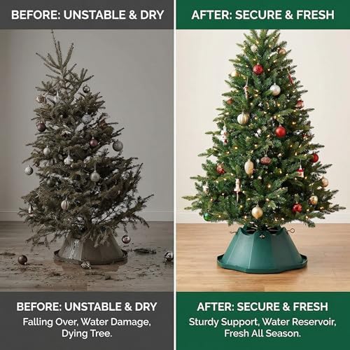 Jack Post Medium Plastic Real Christmas Tree Stand (8 ft) – Base for Live Trees – Small Christmas Tree for Real – 9 Ft Stand Alternative – Pack of 3