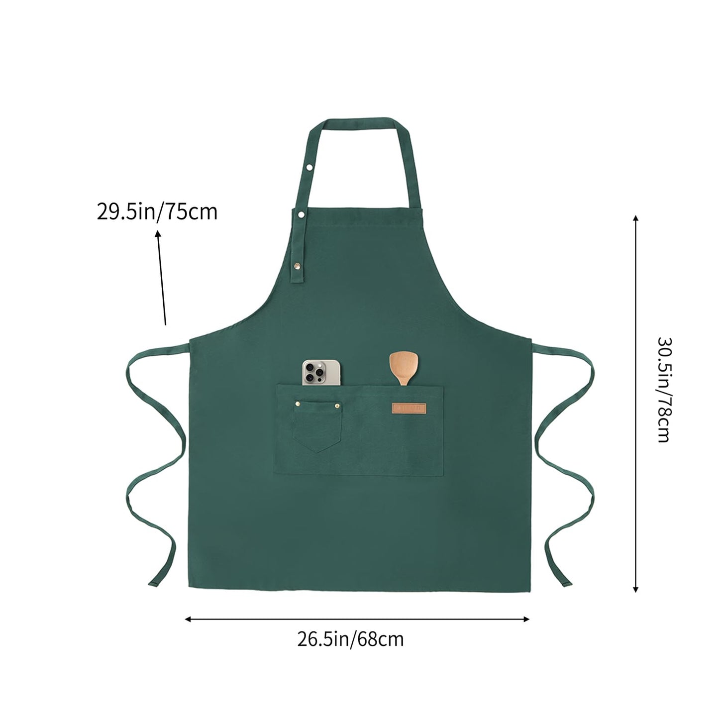 Tosewever Art Aprons for Women Painting Pottery Baking, Mens Buckle Straps Kitchen Apron with Pockets for Chef Cooking (Green)
