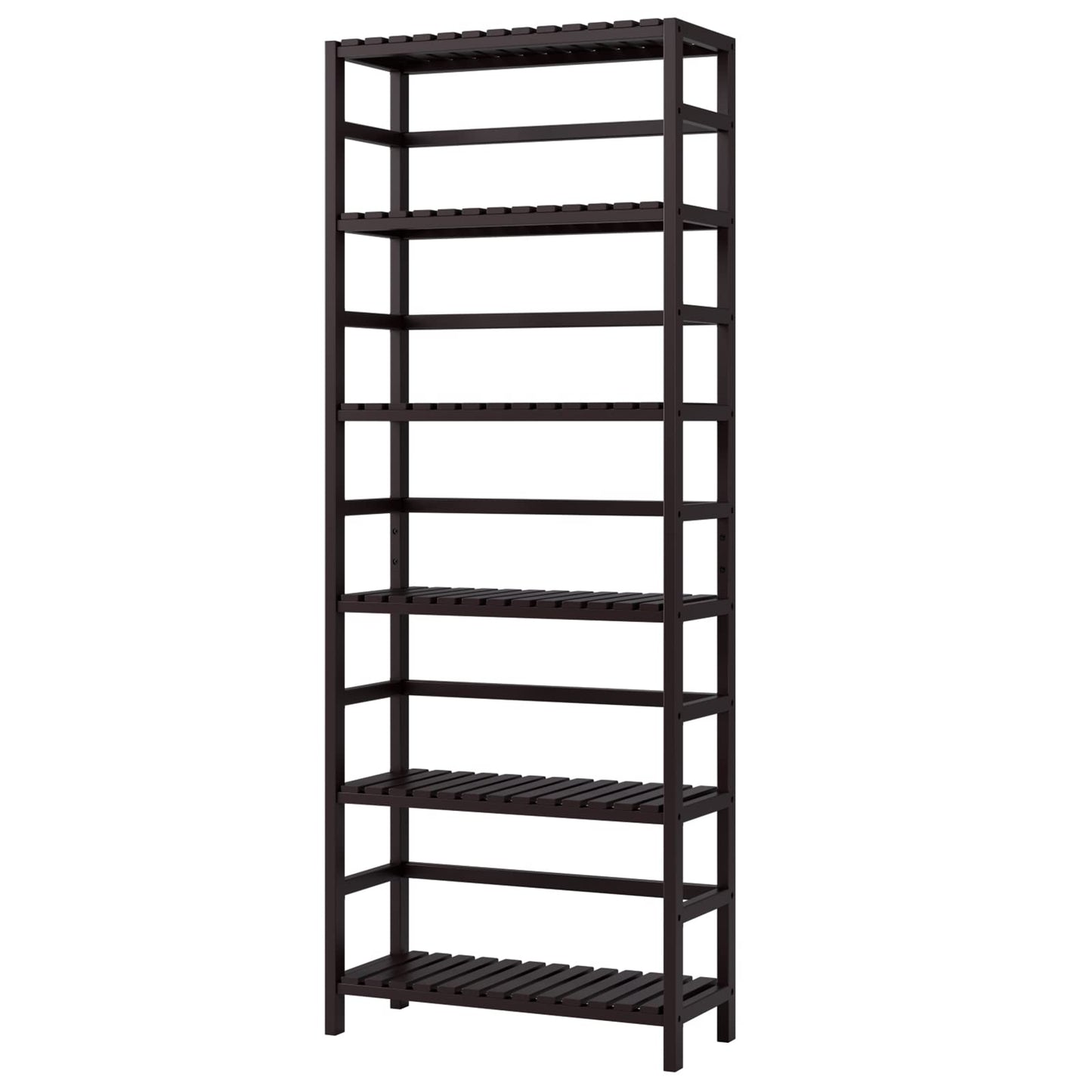 Bamjoy Bamboo Shelf, 6 Tier Bookcase Storage Shelves, Tall Book Rack Shelving Unit, Multipurpose Storage Display Shelf Adjustable Storage Rack for Bathroom Home Office Living Room Kitchen, Dark Brown
