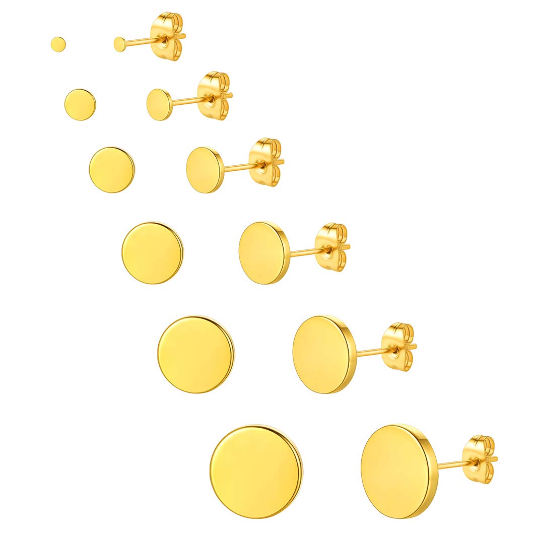 Round Earrings Set for Men Women Cartilage Ear Piercing Plugs Earring Stud 18K Gold Plated Fashion Jewelry
