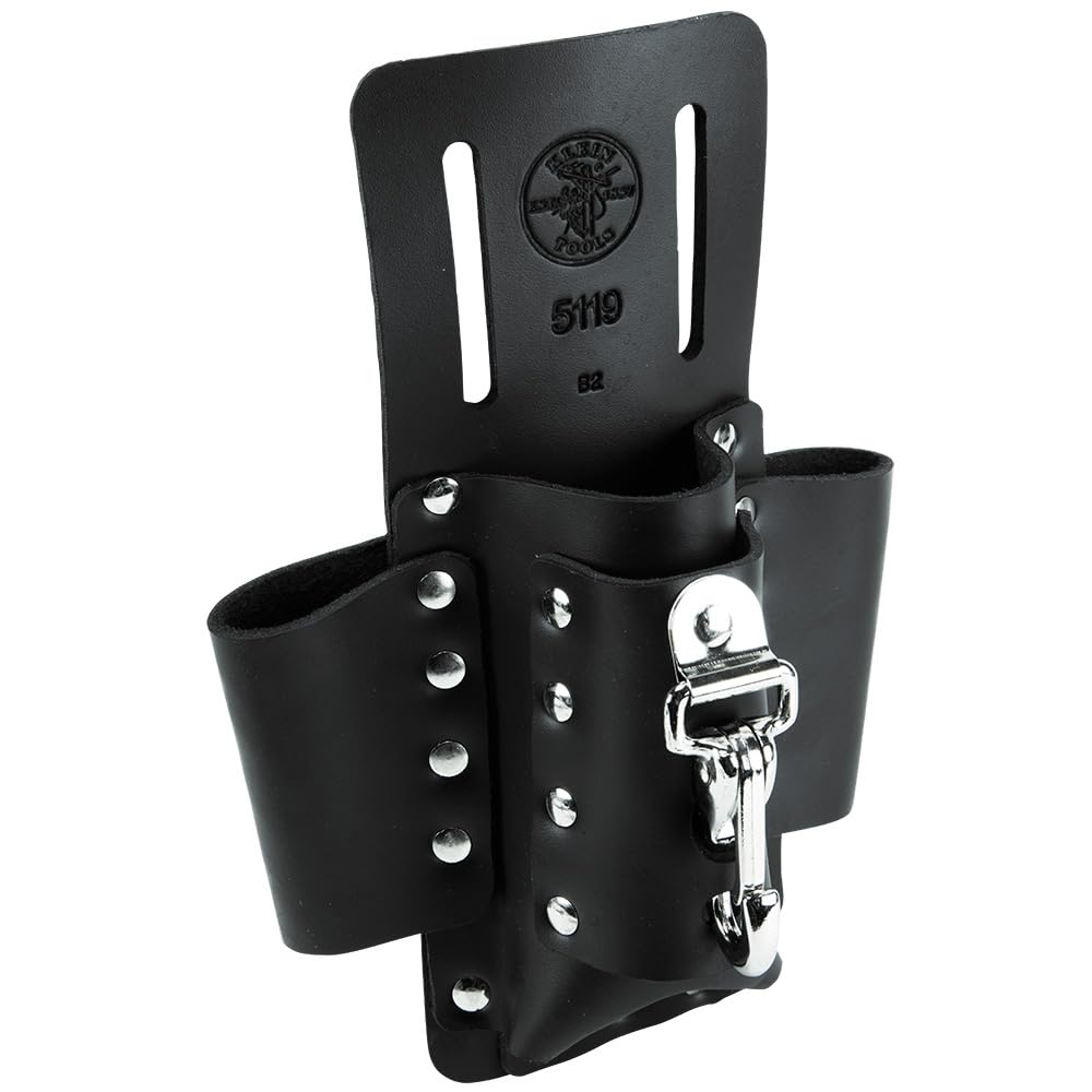 Klein Tools 5119 Tool Pouch, Multi Tool Holder with 4 Pockets and Knife Holder is Great for Electrician Gifts