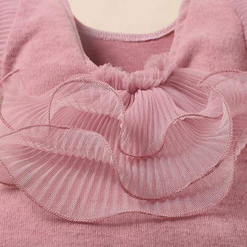 Ylsteed Newborn Photography Outfits Girl Lace Romper with Headband Photo Shoot Outfits Girls Photo Props-Ruffles Cameo - color: Cameo