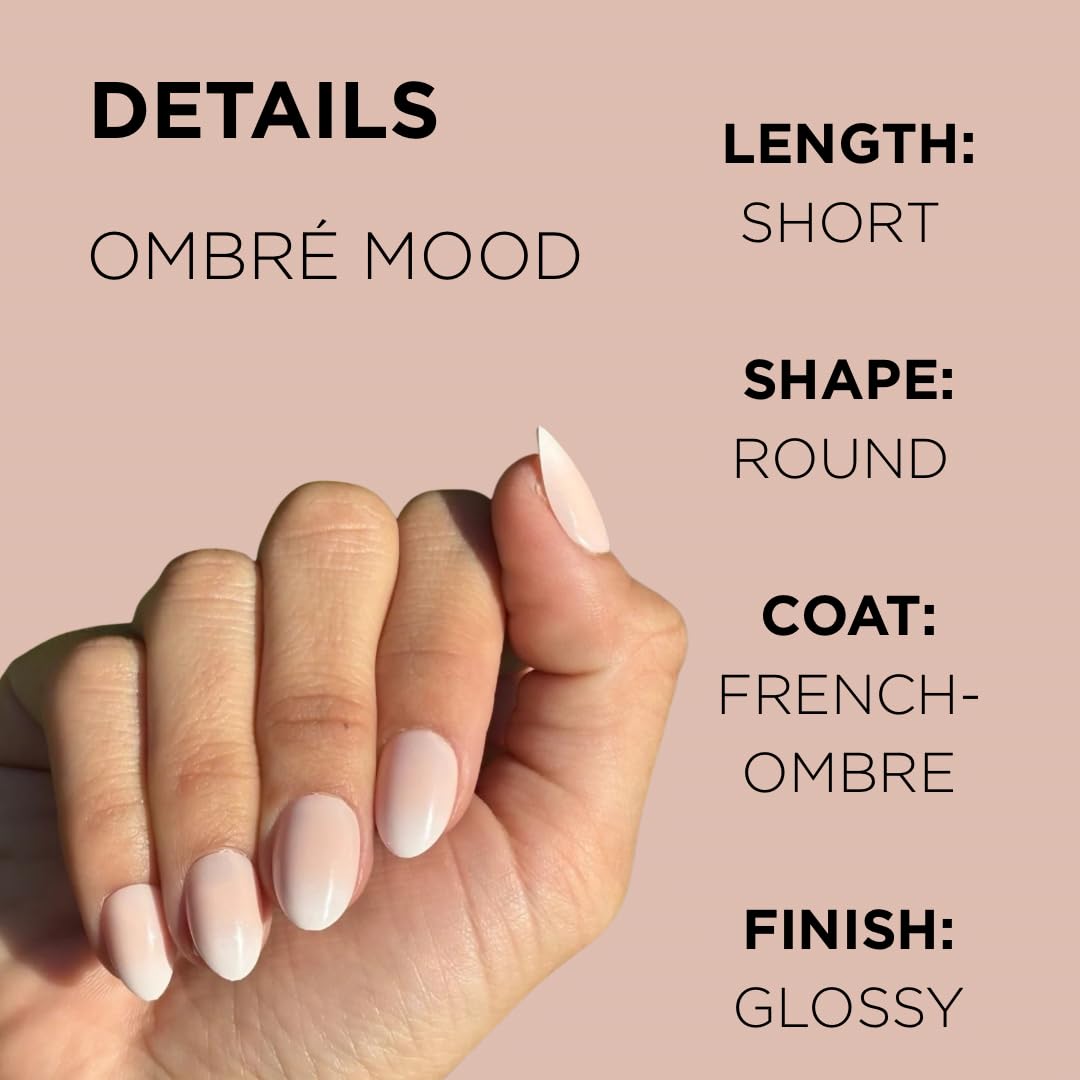 OMBRÉ MOOD Press-On Nails by Lavaa Beauty | Short Rounded Ombré French Glossy Nails