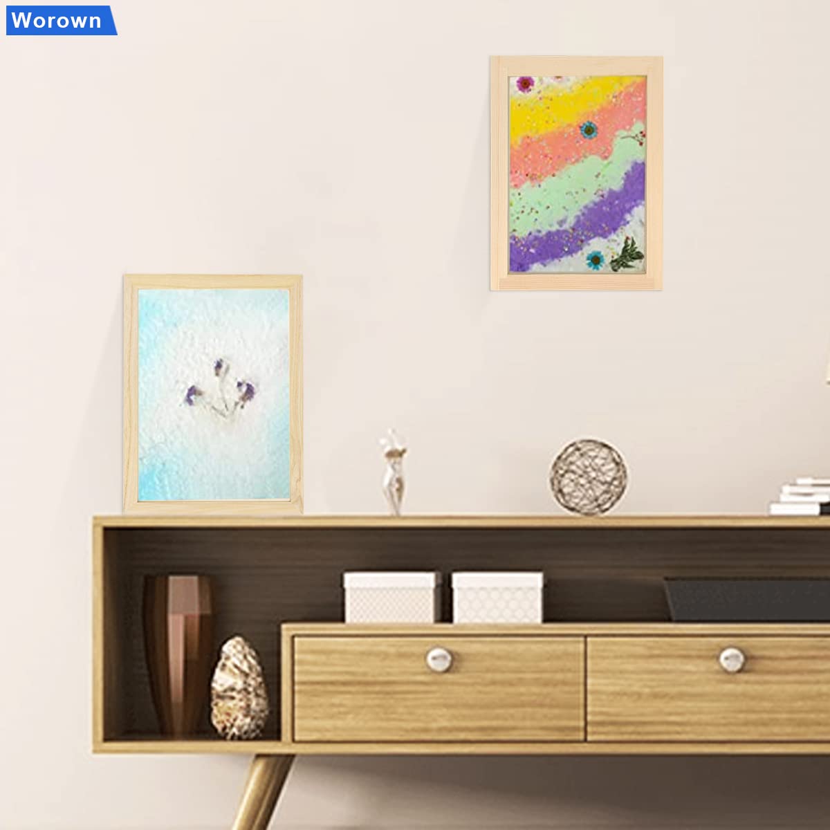 Worown 5 Different Size Wooden Paper Making Screens, PaperMaking Mold and Deckle, Paper Making Frames for DIY Paper Crafts