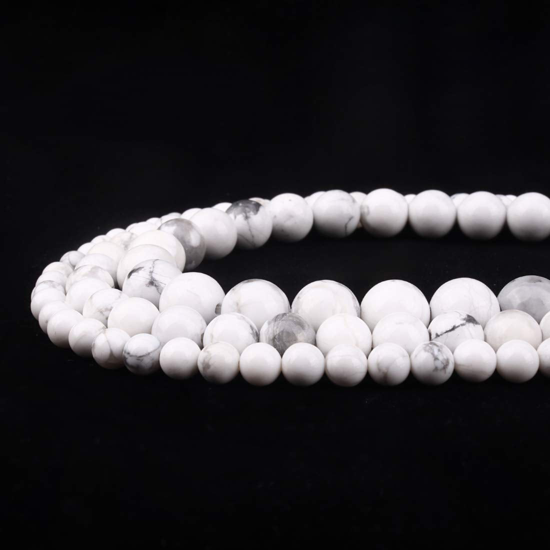 ICAI Beads 10mm Natural White Howlite Gemstone Round Loose Stone Beads for Jewelry Making DIY Crafts Design 1 Strand 15" APPR.34-36pcspcs