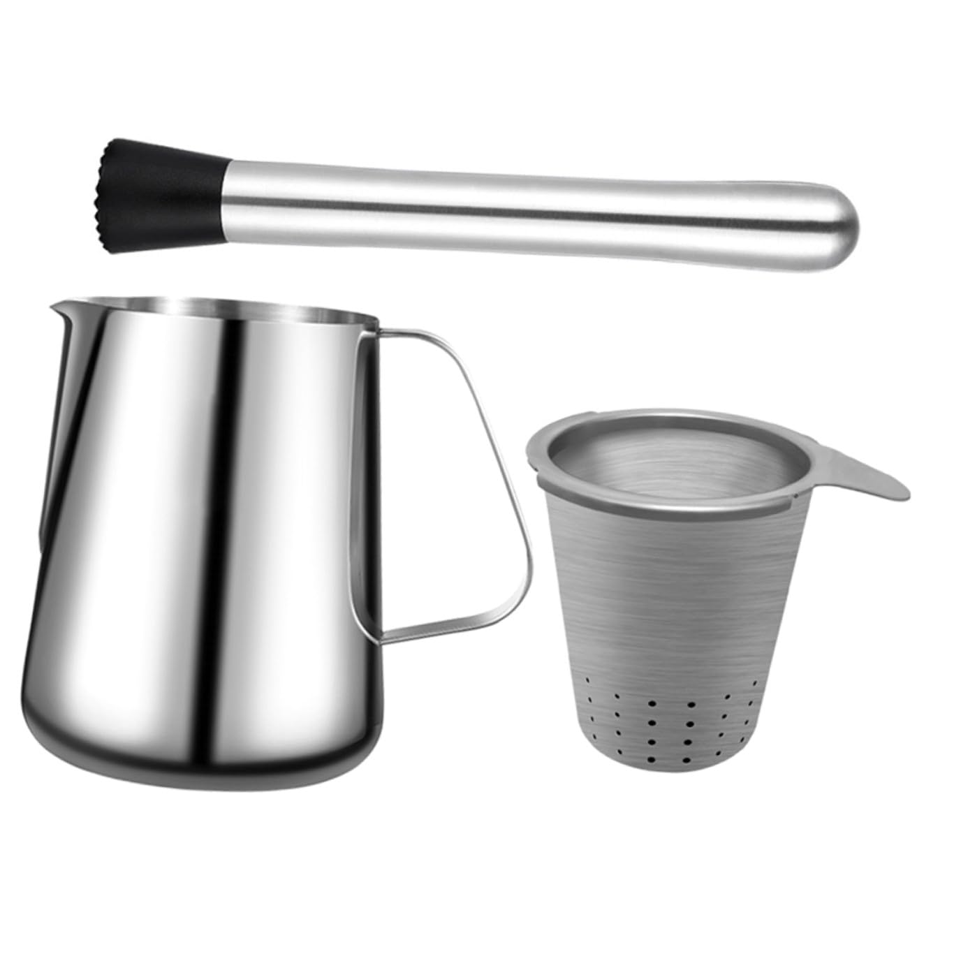 SOLUSTRE Stainless Steel Citrus Juicer Manual Hand Press Fruit Squeezer Portable Lemon Juicer Set for Household and Daily Use with Silicone Head, Compact 3pcs Kit