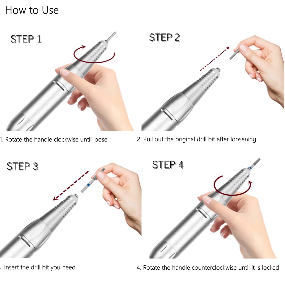 Electric Nail Drill Pen Handle, Handpiece Manicure & Pedicure Polish Machine, Handpiece for Nail Drill Machine Part Manicure Pedicure Nail Art Tool, Interface for Dc5521 Model