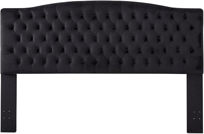 24KF Upholstered Tufted Button Velvet Headboard,Comfortable Fashional Headboard King/CA King Size,Black