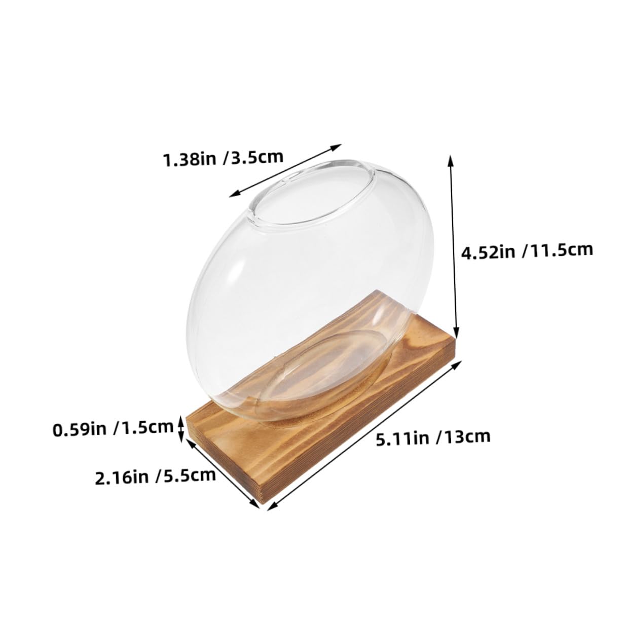 NUOBESTY 2pcs Glass Vase with Wooden Stand for Plant Propagation Hydroponic Terrarium Container Desktop Planter for Home and Office Decor