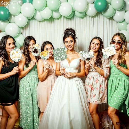 KatchOn Bridal Shower Photo Booth Props - Pack of 35 | Green Decorations for Bridal Shower and Bachelorette Party