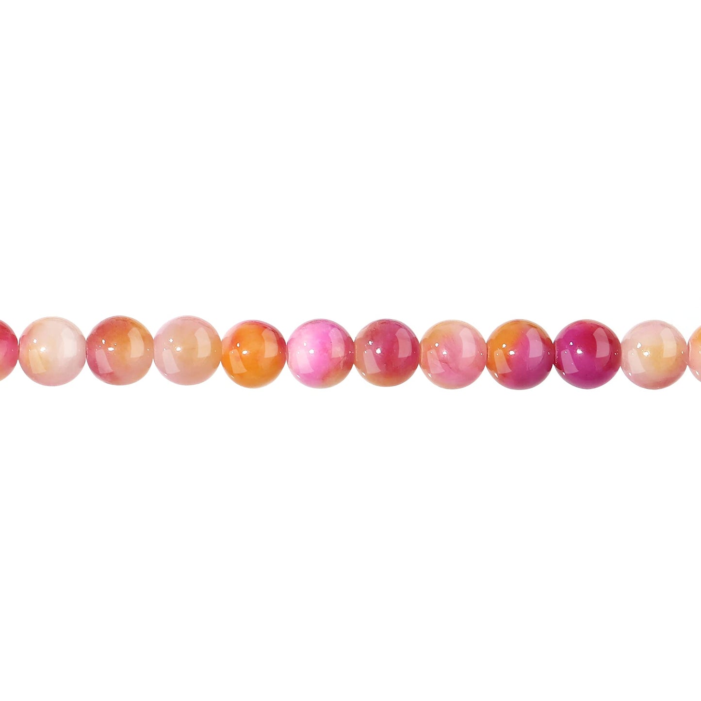 Filluck Natural Stone Beads 8mm Pink Yellow Jade Polished Round Smooth Gemstone Beads for Jewelry Making Adults 15 Inch(Pink Yellow Jade,8mm)