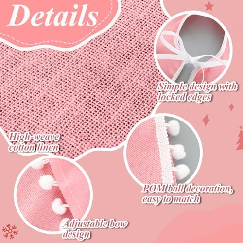 Syhood 30 Inch Christmas Tree Skirt Fall Linen Burlap Tree Skirt, Pink