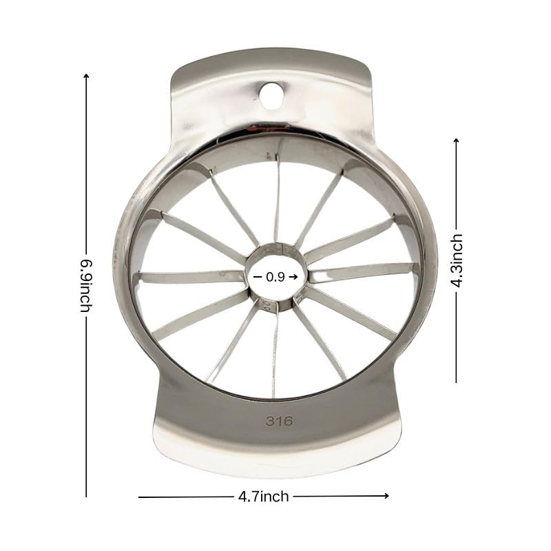 6.9 Inch Stainless Steel Large Apple Slicer,12 Slice Heavy Duty Apple Cutter Sharp Apple Slicer Corer,Apple Corer Tool,for Pear Potato Slicer and More