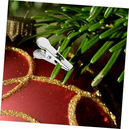 100pcs Christmas Ornament Clips: Iron Mini Alligator Clips for Christmas Flowers - Fish Mouth Clamps for Wreath Tree Decorations Holiday DIY Crafts