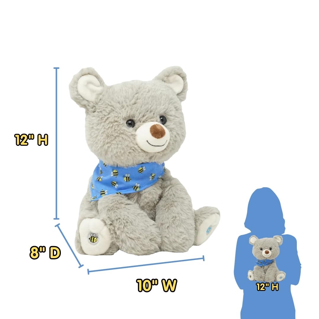 Cuddle Barn My Bear Coby - Animated Bear Cub Stuffed Animal, 11" Gray Singing Plush Toy