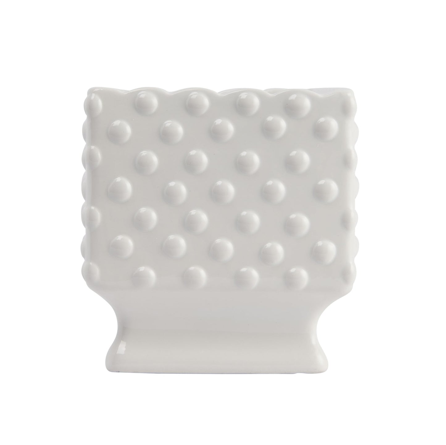 Creative Co-Op White Hobnail Rectangle Ceramic Planter