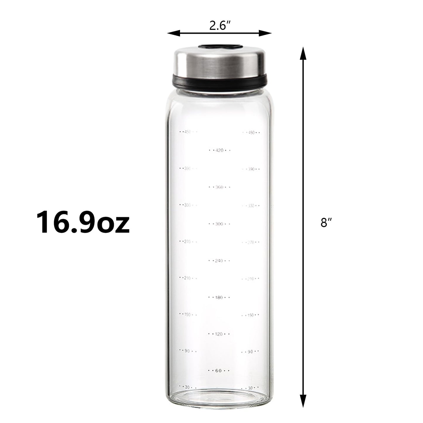 2-Piece 4-Neck Glass Seasoning Shakers - Moisture Resistant (500ml/17oz)