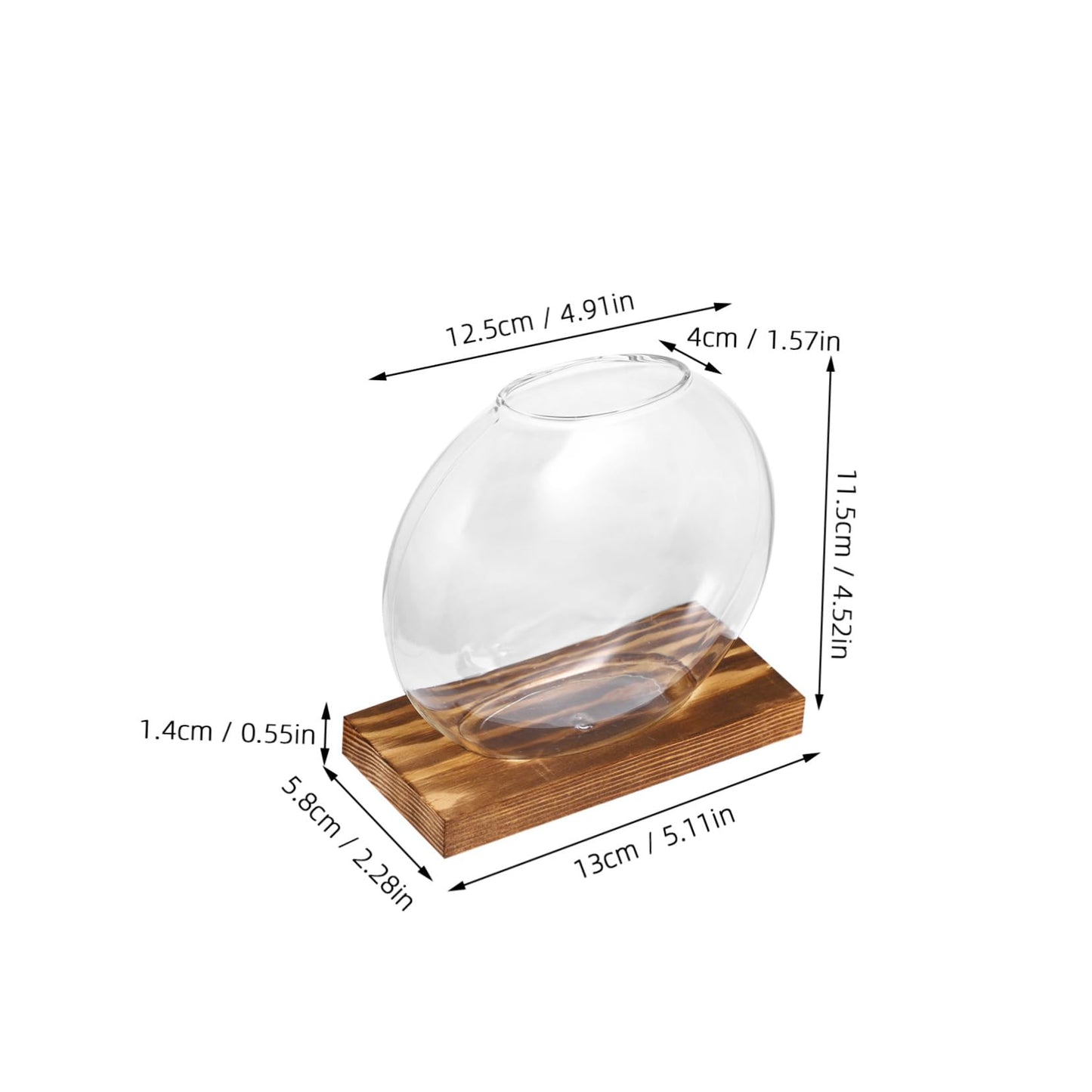 Mipcase 2sets Wooden Vase Glass Terrarium Indoor Plant Wall Garden Propagation Terrariums