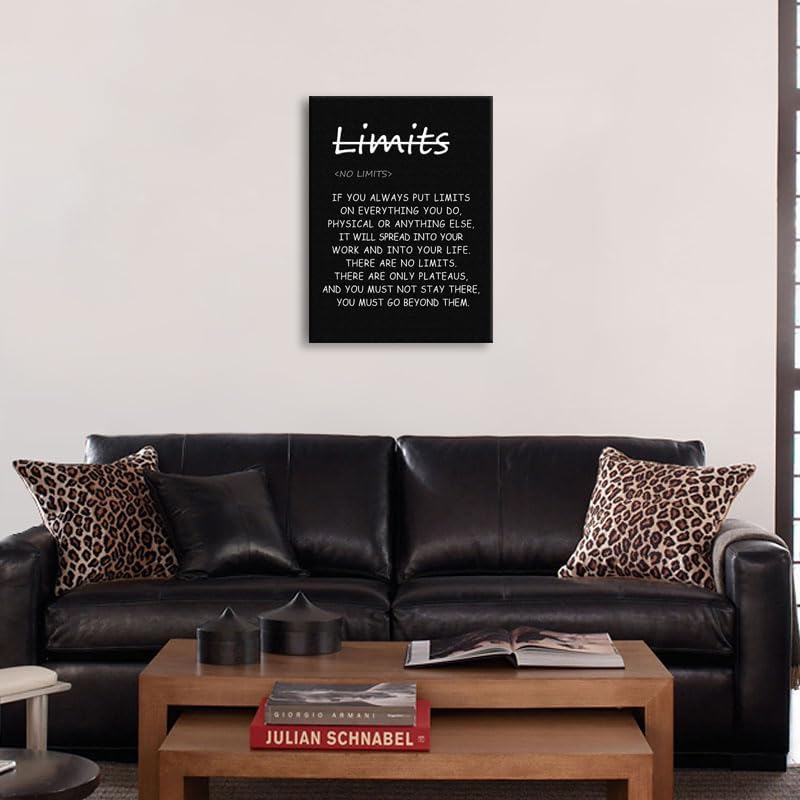 Motivational Wall Art ‘There are no limits’ from Bruce Lee's Printed Modern Artwork Inspirational Quotes Poster Canvas for Office living room Bedroom Home Decor Framed Ready to Hang[30" W X 40" H]