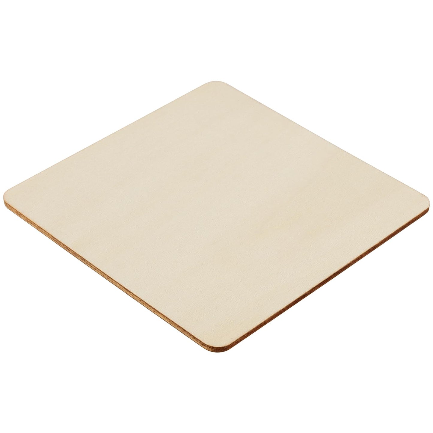 HEIHAK 50 Pcs 6x6 Inch Square Wooden, Unfinished Blank Wood Pieces with Round Corner, Natural Square Wooden Cutouts for Crafts Letter Tiles Pyrography Coasters Plaques, 1/8 Inches Thickness