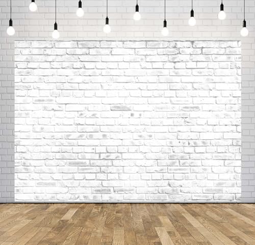 6x4ft Fabric White Brick Wall Texture Backdrop Abstract Old White Brick Stone Wall Background for Photoshoot Home Decor Party Decorations Photo Booth Props - size: 6x4FT