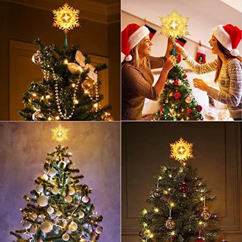 Brizled Lighted Tree Topper with Light, 9.25?€??€? Snowflake Christmas Tree Top