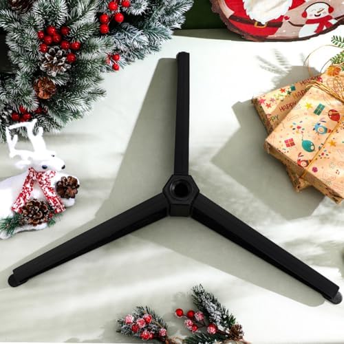 SEWACC Small Christmas Tree Stand, Plastic Christmas Tree Base Holder, Artificial Trees Pole Support, Black, 21.77 x 21.77 x 2.71 Inch