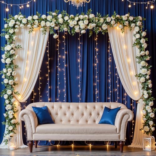 10ftx12ft Wrinkle Free Royal Blue Backdrop Curtain, 2 Panels 12FT Height Royal Blue Wedding Backdrop Drapes, Silky Polyester Back Drop Cloth for Birthday Photography Background Party Backdrop Draping - color: Royal blue, size: W5' x H12'(2 panels)