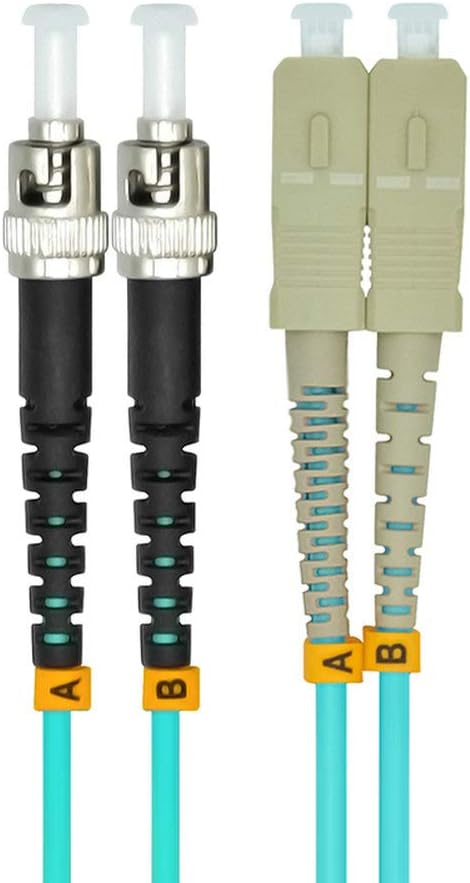 Jeirdus 5Meters 16ft SC to ST Duplex 50/125 10G OM3 Multi-Mode Fiber Optic Cable Jumper Optical Patch Cord SC-ST