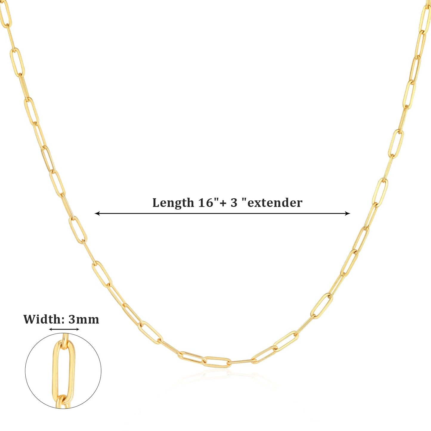 Lydow Paperclip Chain Necklace for Women Charm Necklaces Paper Clip Adjustable Chunky Plated Jewelry Gifts